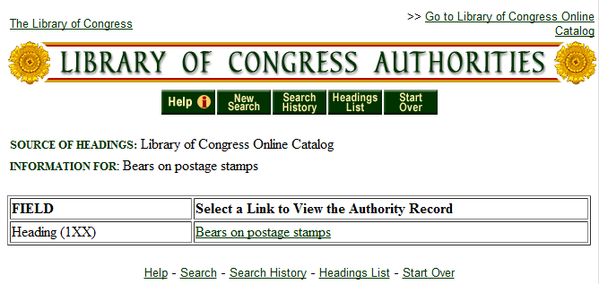 LOC bears on postage stamps